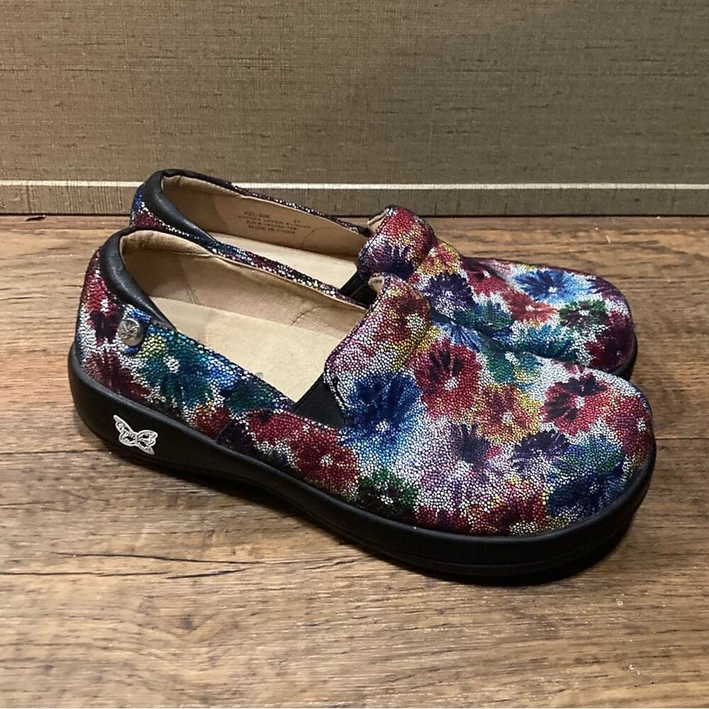 Alegria Shoes Leather Multicolored Flowers Women's 37/7-7.5